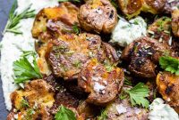 Crispy Smashed Potatoes with Whipped Herb Ricotta Dip