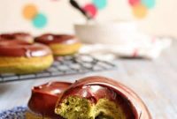 Matcha Baked Donuts with Chocolate Ganache Glaze