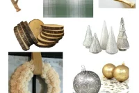 Green Plaid Christmas Decor Plan with Natural, Gold & Silver Accents