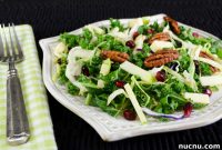 Shaved Kale and Brussels Sprout Salad with Apple, Cheddar & Pecans