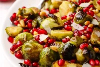 Pomegranate-Roasted Brussels Sprouts with Balsamic Glaze