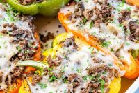 Philly Cheesesteak Stuffed Bell Peppers: Steak, Cheese & Peppers