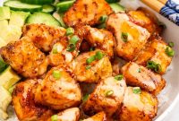 Crispy Air Fryer Salmon Bites with Lemon Garlic Dip