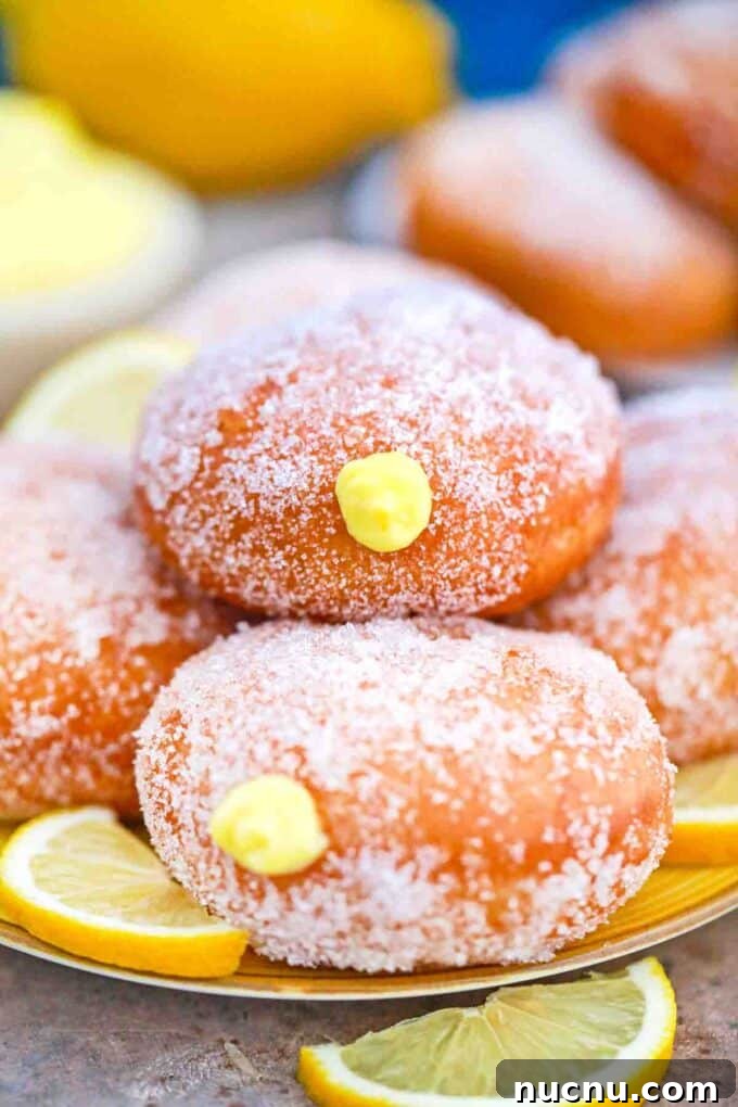 stacked lemon curd filled donuts