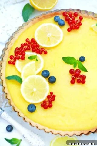 overhead shot of homemade lemon tart