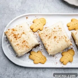 Over 10 Festive Christmas Dessert Recipes for Holiday Gatherings 12 Gingerbread cake squares with frosting.