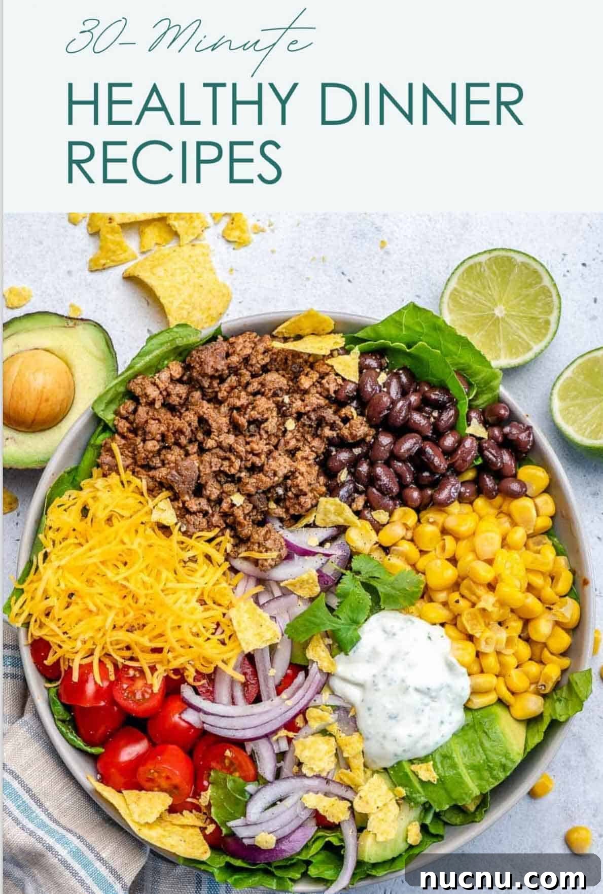 Over 10 Festive Christmas Dessert Recipes for Holiday Gatherings 15 ebook cover with taco salad bowl in the image.