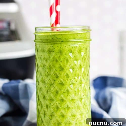 Keto Green Smoothie Vanilla Ice Cream Recipe for Low-Carb Desserts 7 Vanilla Ice Cream Keto Green Smoothie in a tall glass with two red and white straws