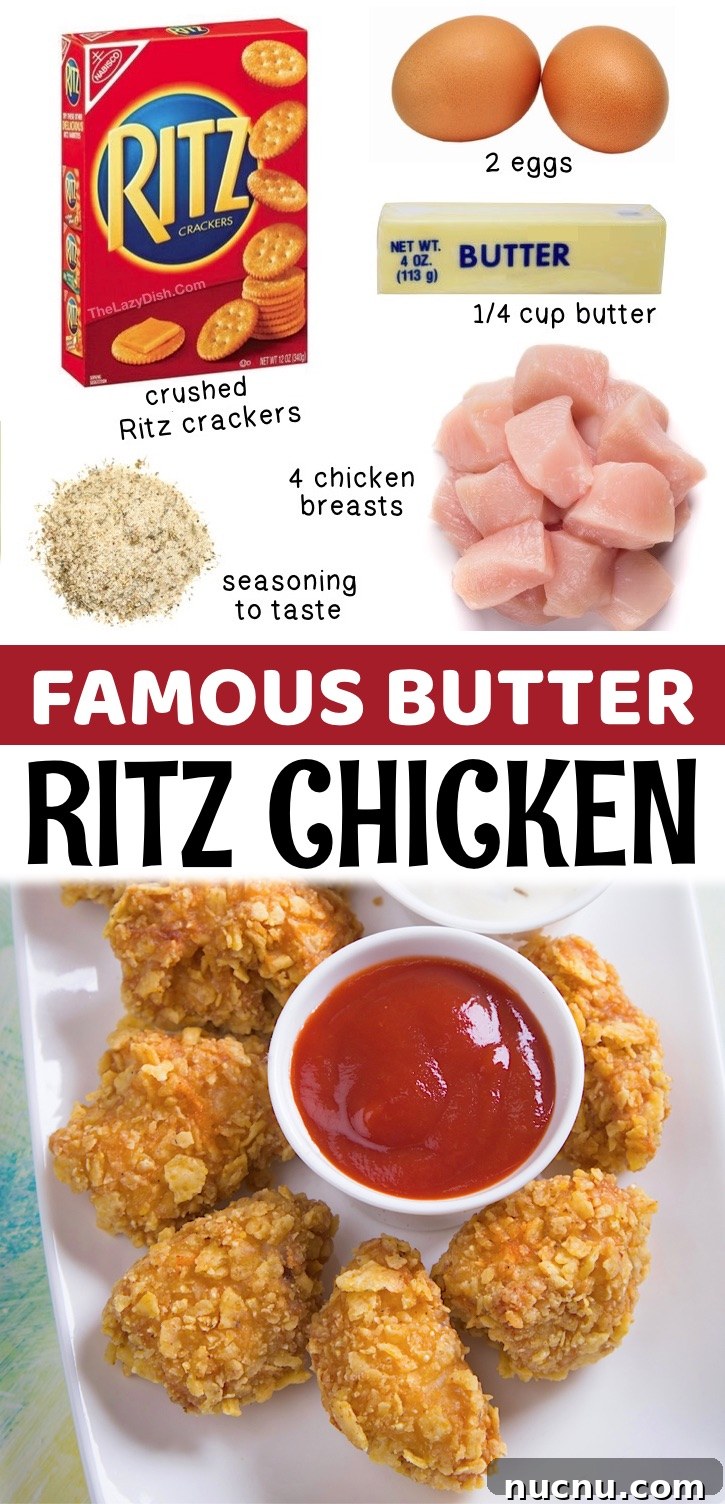 An easy baked chicken recipe the entire family will love. These little baked chicken bites are DELISH! They’re crispy on the outside and delightfully tender in the middle. The butter gives them an amazing rich and savory flavor. That’s all you will need to make this simple recipe are about 4 chicken breasts cut into large bite size pieces, 2 eggs, half a stick of butter, about 2 cups of crushed Ritz crackers and seasoning to taste. They are perfect for both snacks and meals. Kids love them!