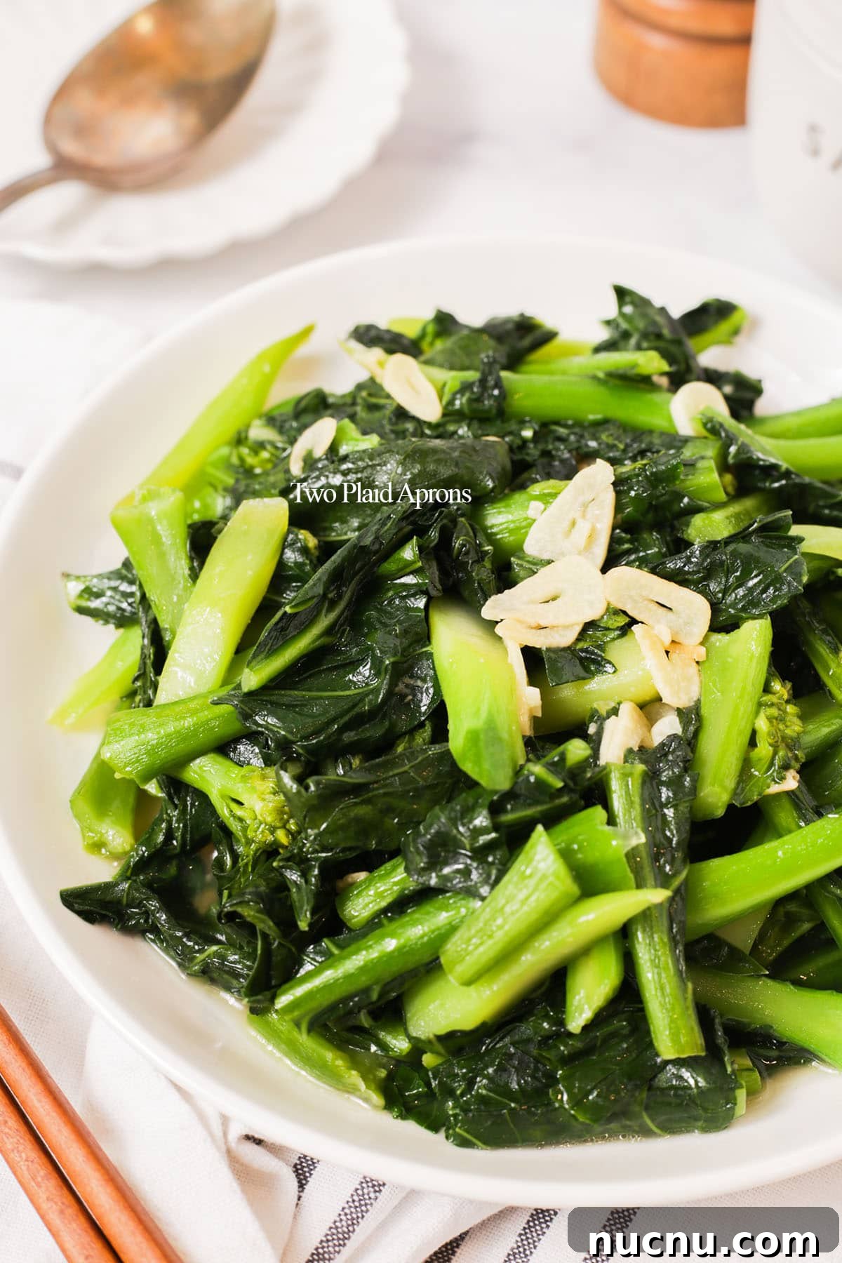 Plate of Chinese broccoli stir fry