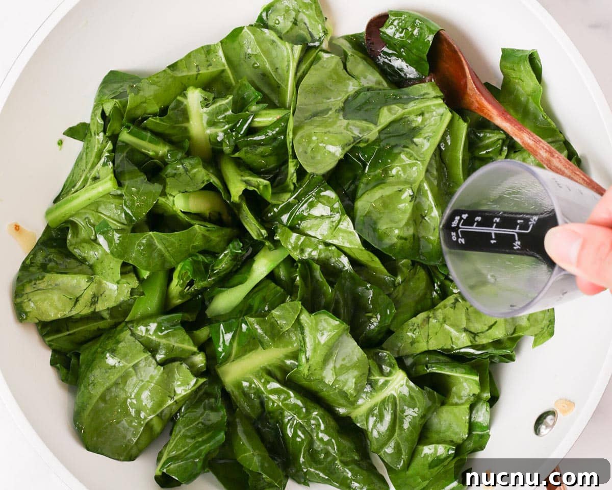 Steaming gai lan