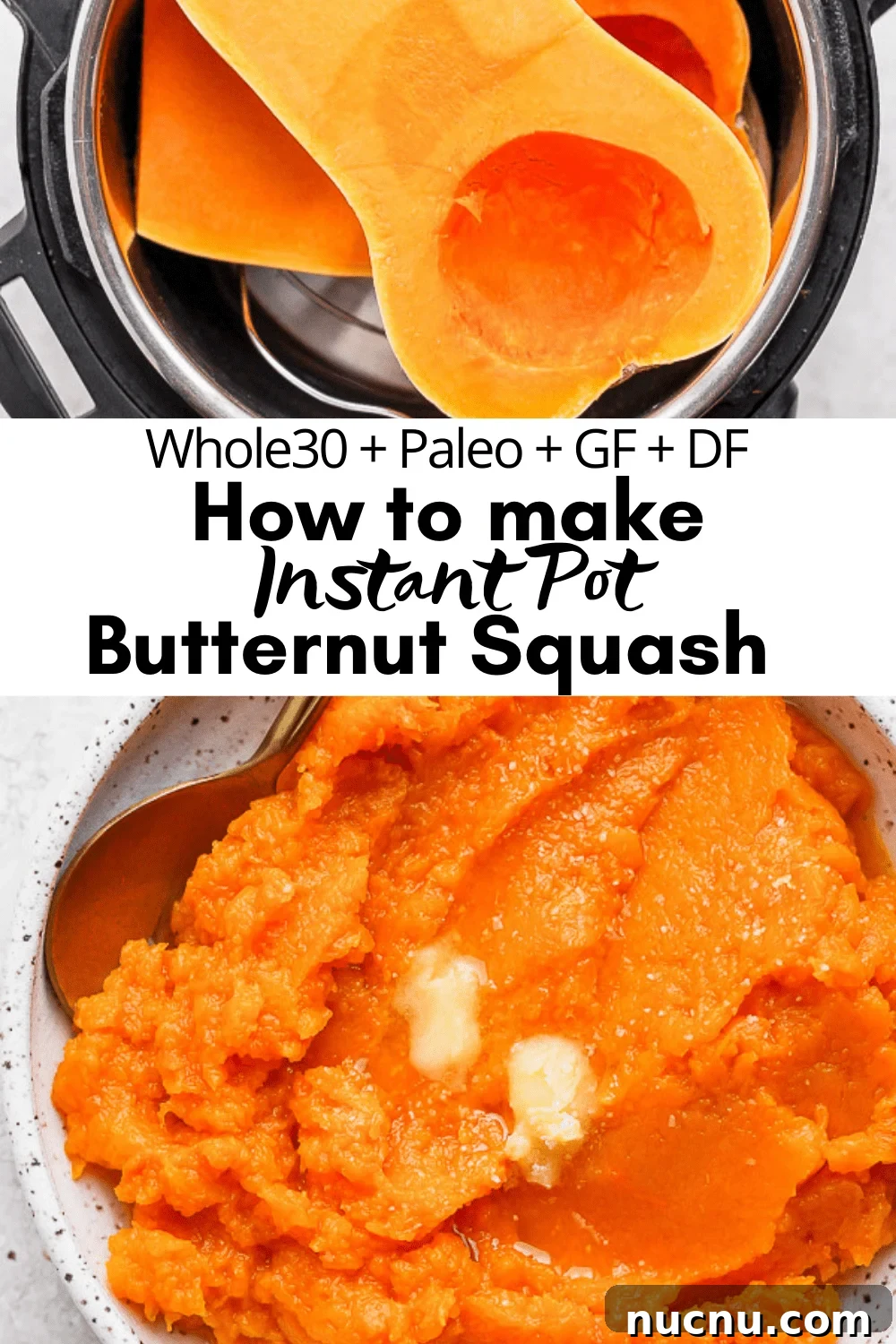 Pinterest image for Instant Pot Butternut Squash.