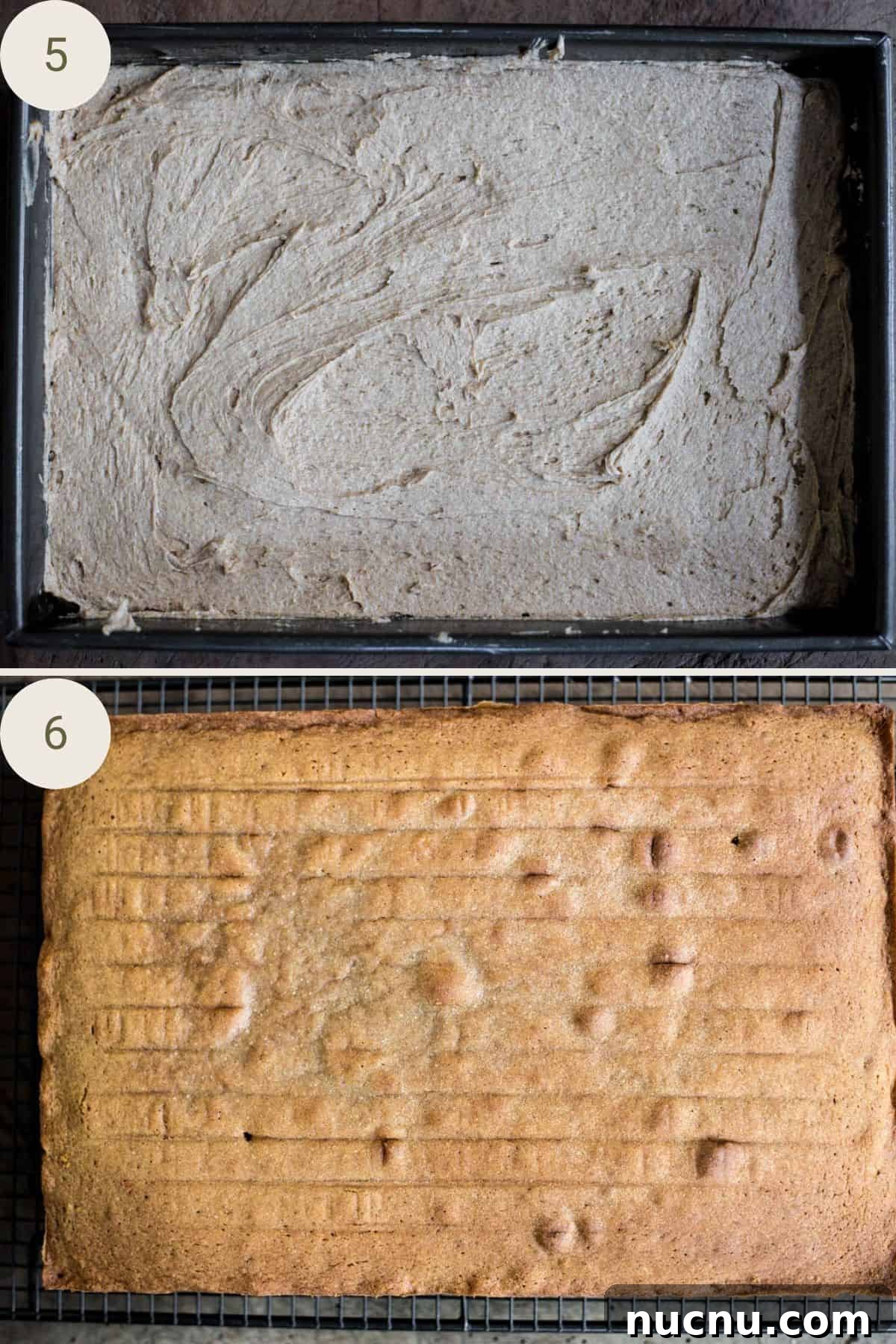 Gluten-Free Caramel Cake Recipe: Moist, Decadent Dessert 7 Caramel cake in baking tin before and after baking.