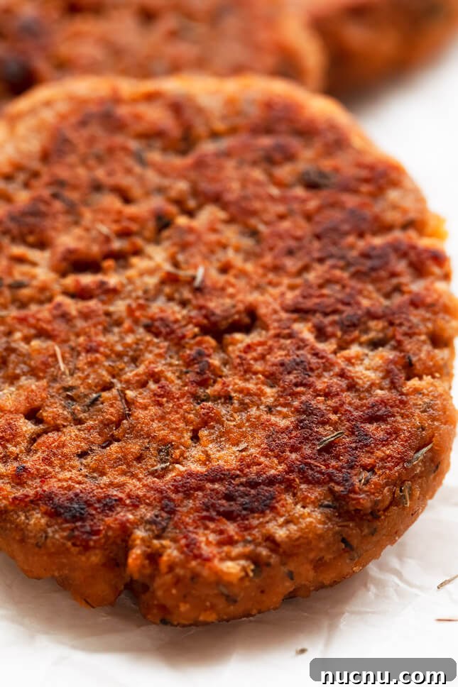 Vegan breakfast sausage made with textured vegetable protein, flour, vegetable stock and tons of herbs and spices. It tastes like the real thing! #vegan #glutenfree #breakfast #simpleveganblog Vegan Breakfast Sausage