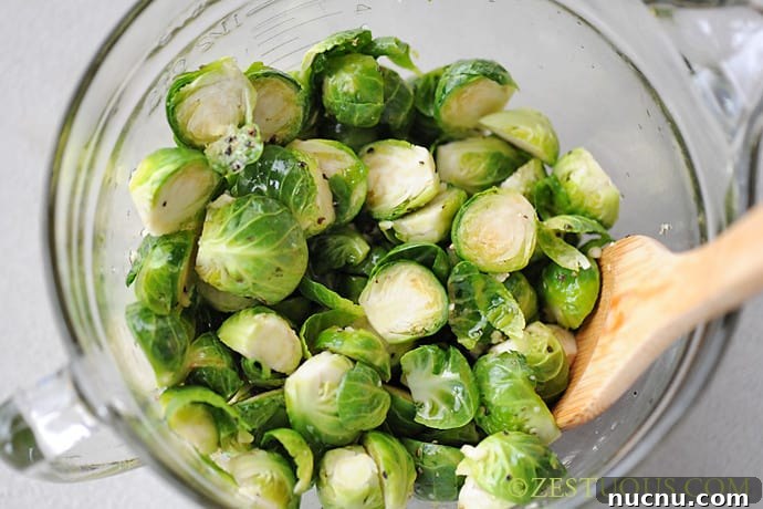 Charred Brussels Sprouts with Crispy Almonds and Lemon Zest 6 Charred Brussels Sprouts from Zestuous