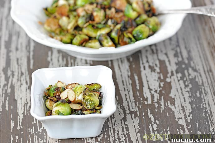 Charred Brussels Sprouts with Crispy Almonds and Lemon Zest 7 Charred Brussels Sprouts from Zestuous