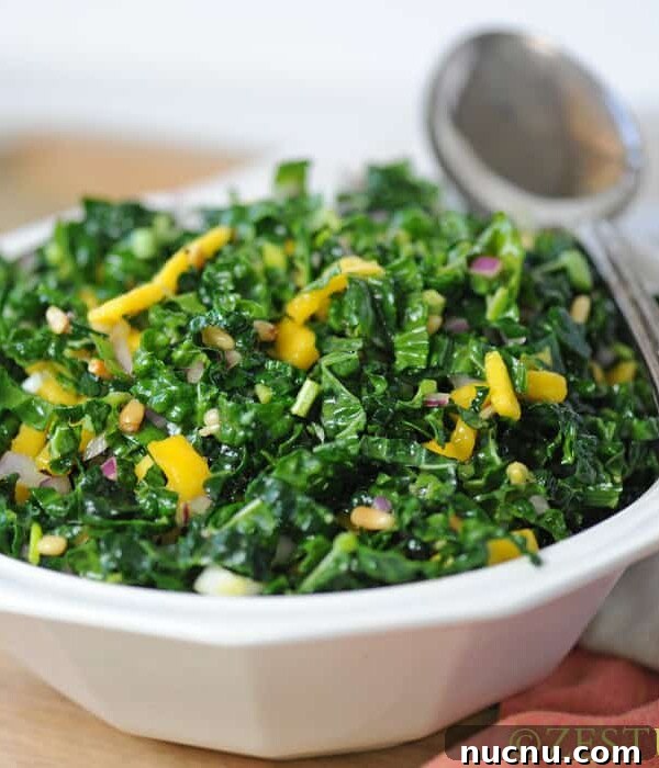 Charred Brussels Sprouts with Crispy Almonds and Lemon Zest 9 Chopped Mango Kale Salad