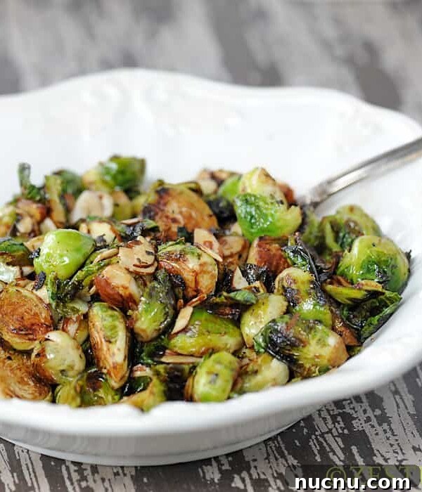 Charred Brussels Sprouts with Crispy Almonds and Lemon Zest 10 Charred Brussels Sprouts from Zestuous