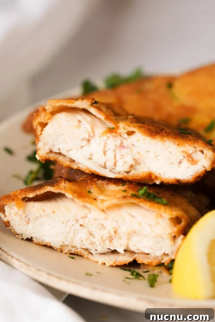 inside of crusted chicken Romano