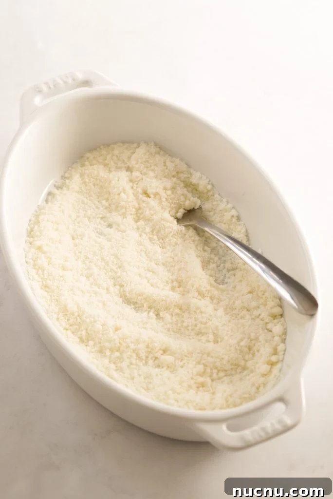 Romano cheese in a bowl