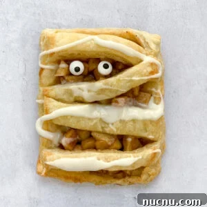 a single mummy apple hand pie up close.