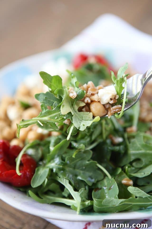 Mediterranean Farro Salad with Arugula & Chickpeas