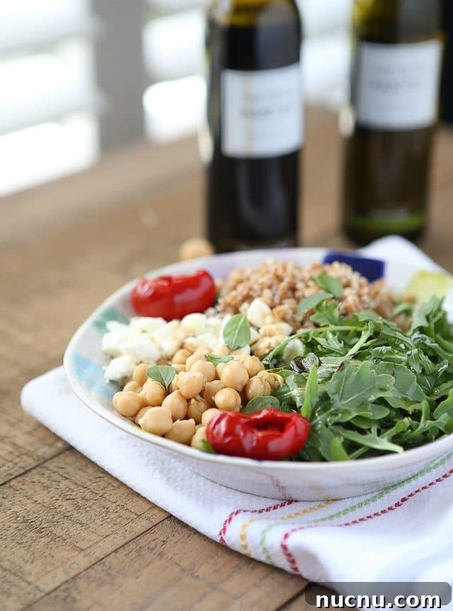 Mediterranean Farro Salad with Arugula & Chickpeas