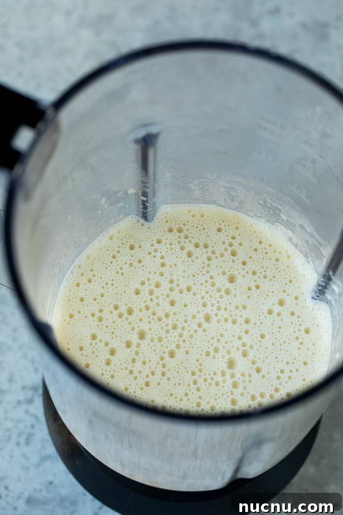 Blended Batter A blender full of pancake batter.