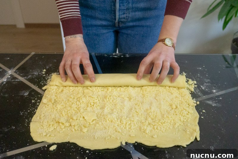 Authentic Armenian Gata (Nazook) Recipe — Traditional Pastry Guide 8 Rolling your dough into a tight log
