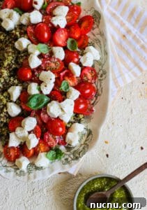 Easy Pesto Quinoa with Tomatoes & Fresh Mozzarella recipe