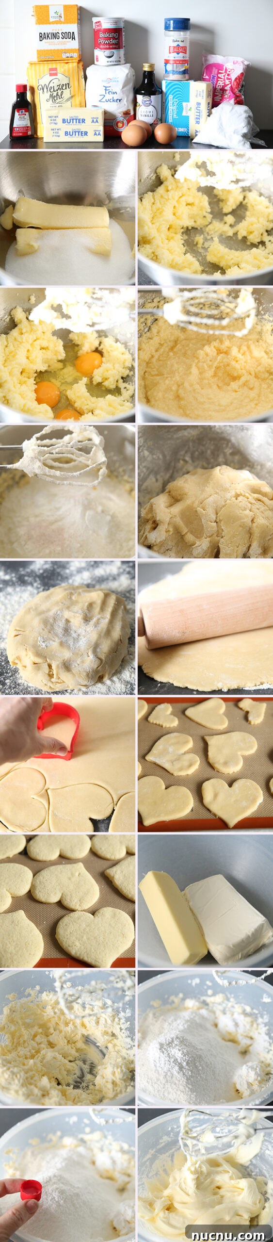 17-photo picture collage of step-by-step pictures on how to make Easy Cut-Out Sugar Cookies