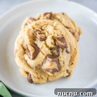Chewy Reese’s Peanut Butter Cookies Recipe 7 square image of peanut butter cup cookies