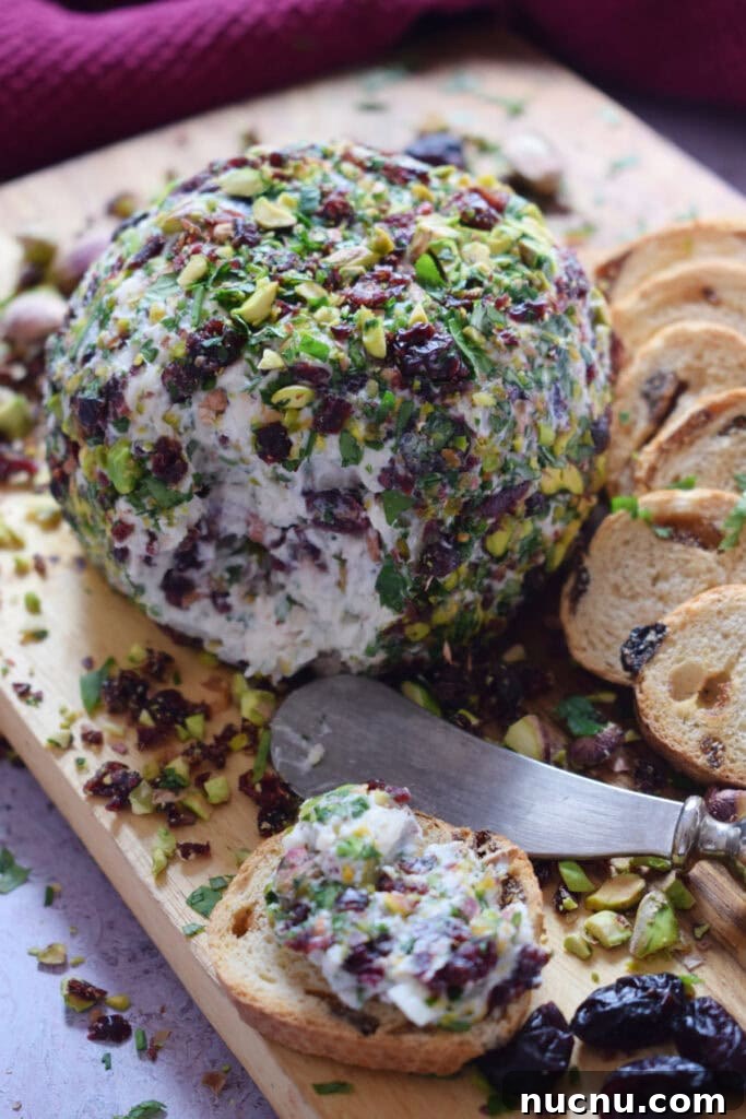 Cranberry Pistachio Goat Cheese Ball Recipe for Parties 16 Goat cheese ball with crackers.