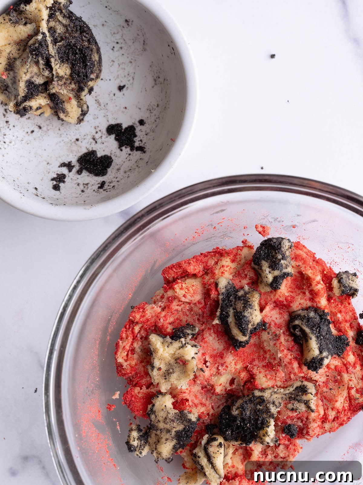 Strawberry and Black Sesame Cookies Recipe for Flavorful Cookies 5 Swirling strawberry and black sesame cookie dough together