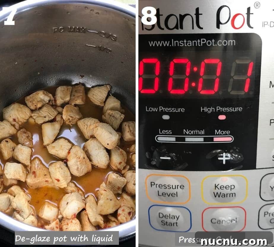 Pressure cooking chicken in instant pot