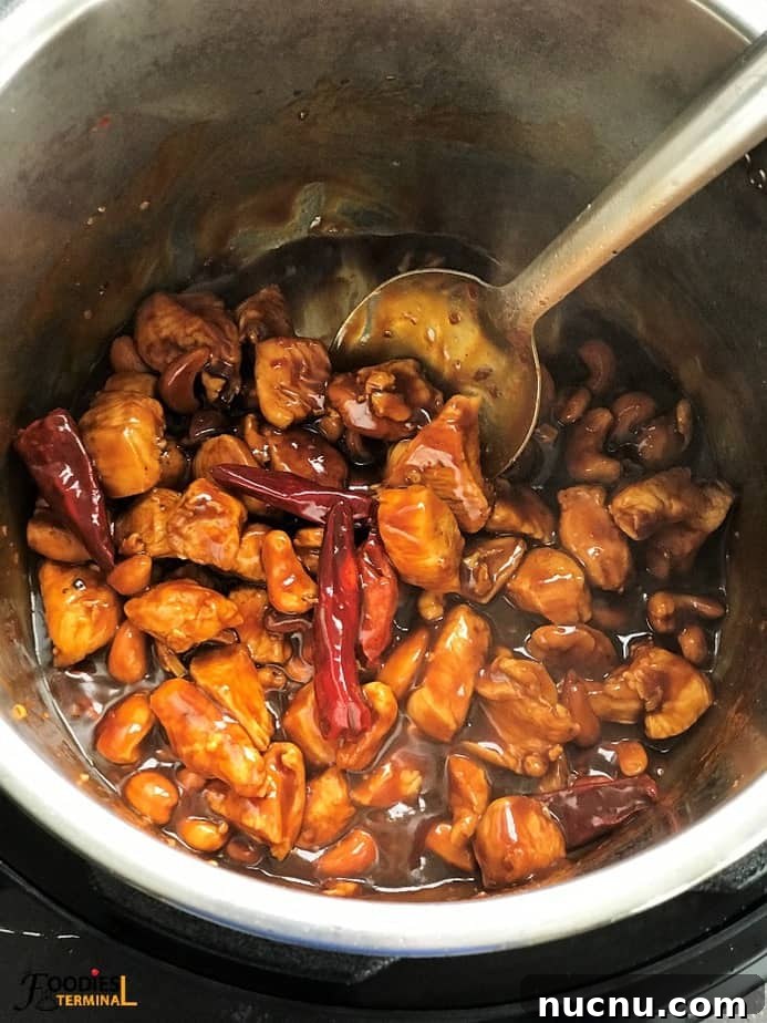 Cashew chicken in Instant Pot with Chinese red chilies