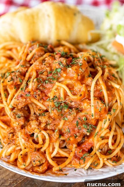 one pot spaghetti plate of spaghetti and sauce