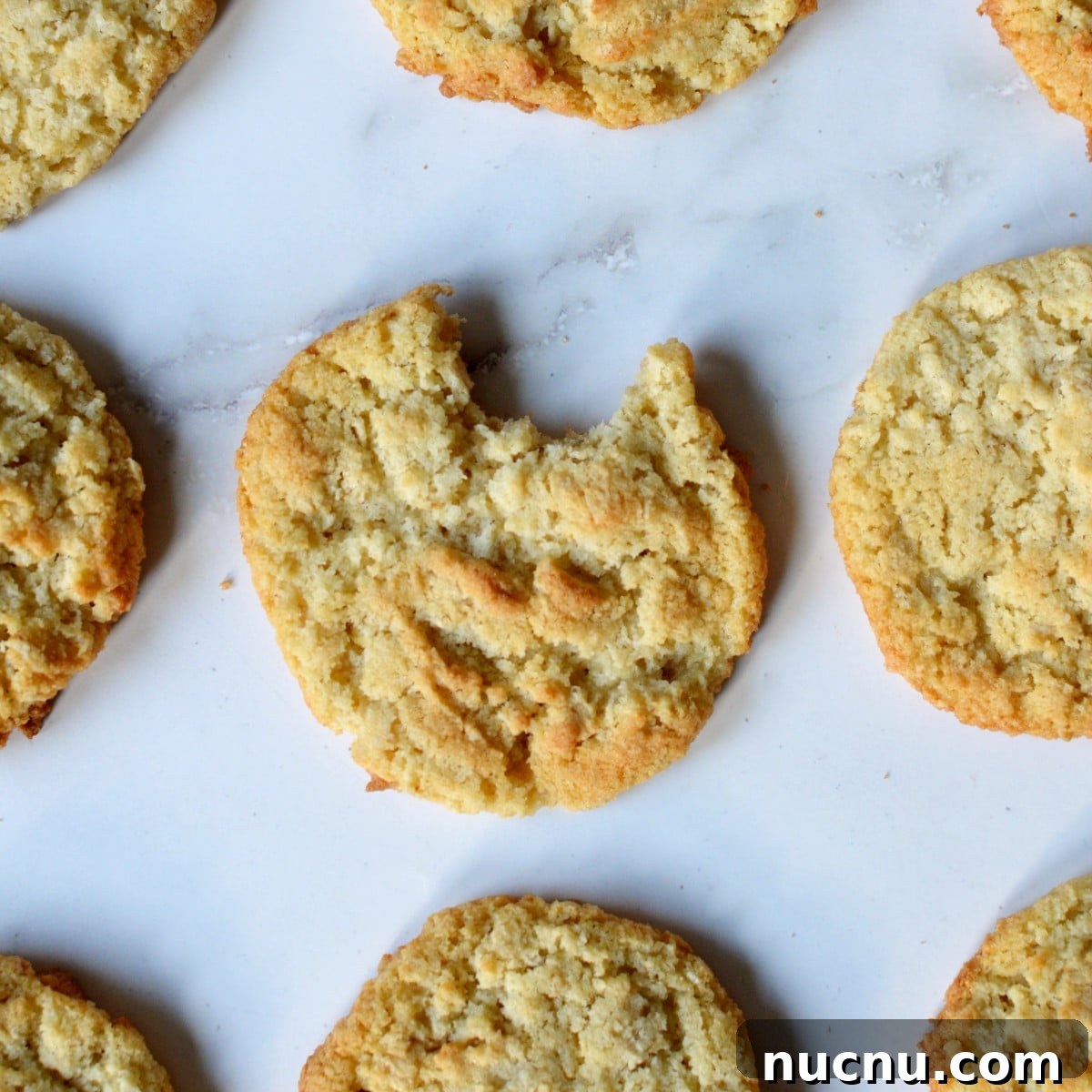 25 Unique Cookie Recipes You’ll Want to Bake Now 24 coconut flour cookie with a bite out of it.