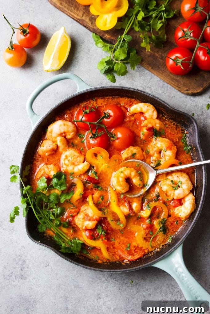 Moqueca de Camarão Shrimp Stew Recipe — Brazilian Coconut Shrimp Stew 5 shrimp stew (moqueca de camarão) in tomato and coconut milk sauce. Fresh tomato, bell pepper and cilantro are part of this dish.