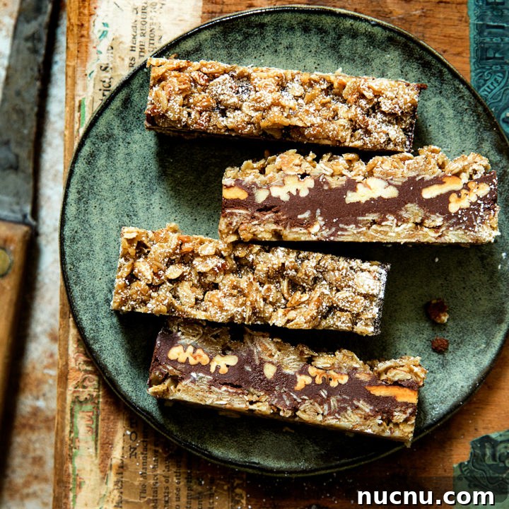 No-bake Coconut Oatmeal Chocolate Bars