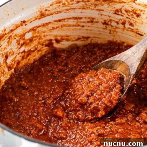 Thick Hearty Meat Sauce for Spaghetti: Rich, Flavorful Recipe 3 rich and hearty meat sauce in a pot