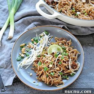 Grilled Pad Thai on a gray plate