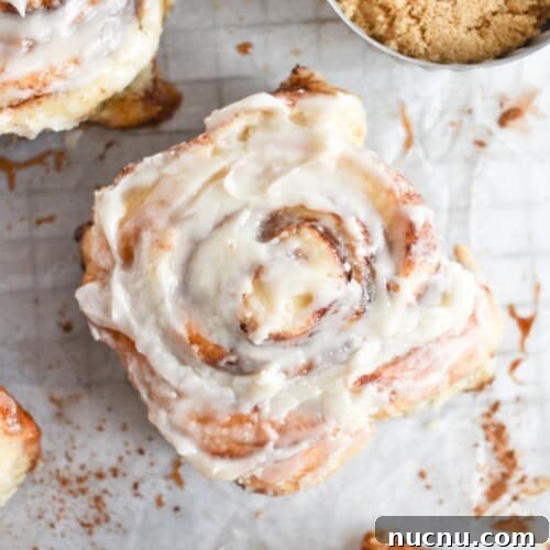 cinnamon roll on white parchment paper.