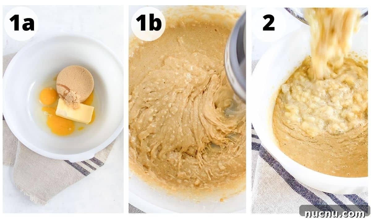 Moist Banana Bread Without Baking Soda: Simple Oven Recipe 4 3 images showing how to make this recipe.