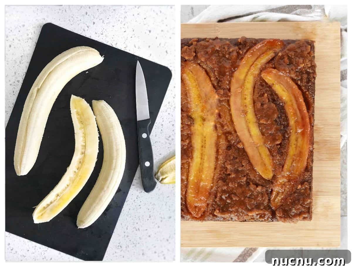 Moist Banana Bread Without Baking Soda: Simple Oven Recipe 9 two images showing how to top bread with whole banana