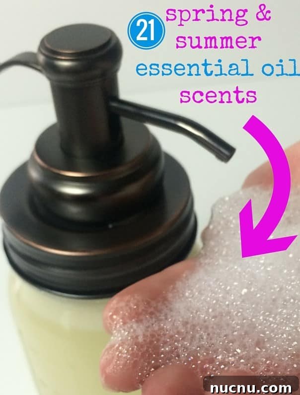 Spring Essential Oil Guide: Diffuser Blends, DIY Cleaners & Bug Spray 11 homemade foaming hand soap with essential oils {recipes for spring & summer scents}