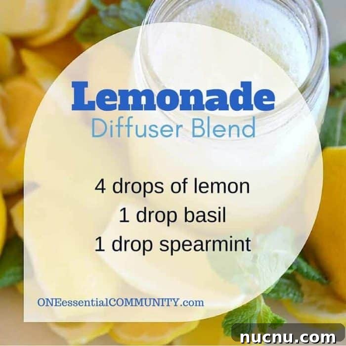 Spring Essential Oil Guide: Diffuser Blends, DIY Cleaners & Bug Spray 3 lemonade diffuser blend (4 drops lemon, 1 drop basil, 1 drop spearmint)