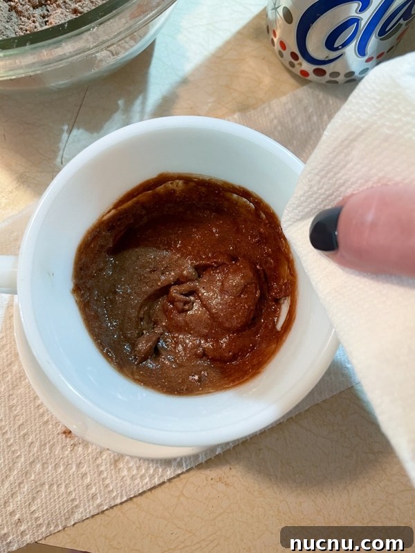 Quick Chocolate Mug Cake from Cake Mix in Minutes 7 Mug cake batter in mug