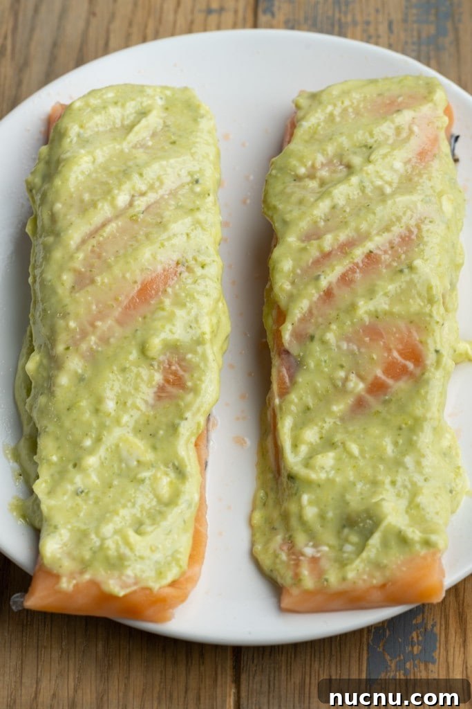 Pesto Butter Salmon with 3 Ingredients — Quick Weeknight Recipe 6 coating salmon with pesto butter