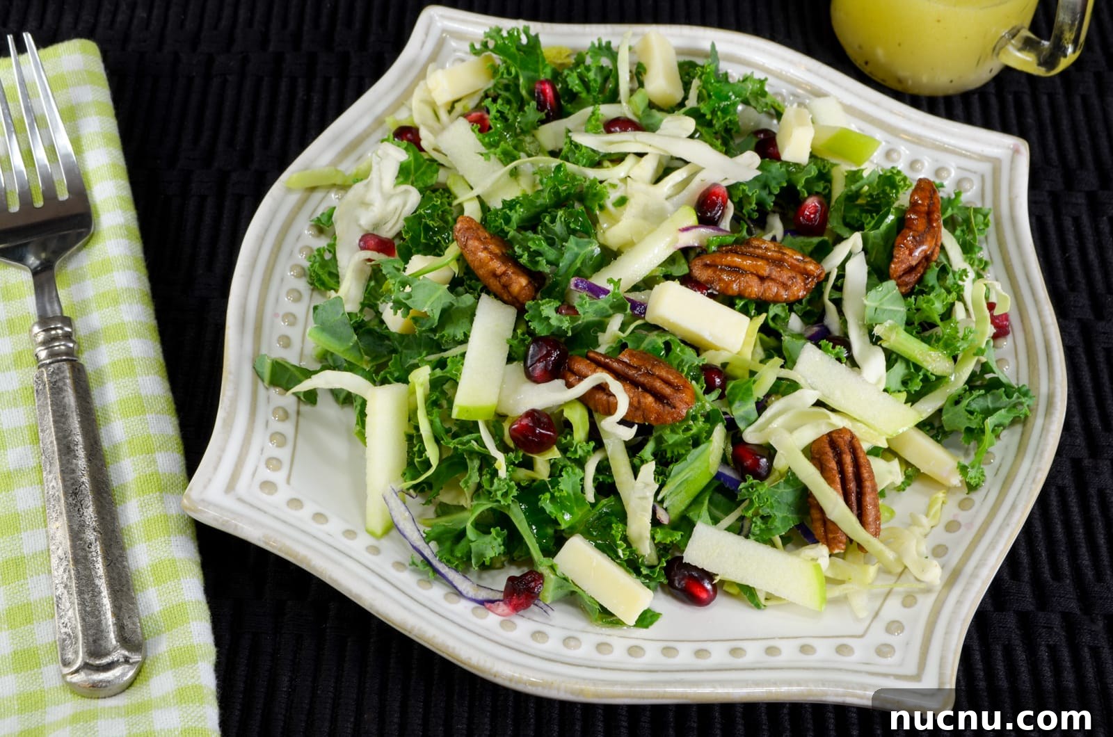 Shaved Kale & Brussels Sprout Salad with Apple, Cheddar, Pecans & Balsamic Vinaigrette Shaved Kale & Brussels Sprout Salad with Apple, Cheddar, Pecans & Balsamic Vinaigrette